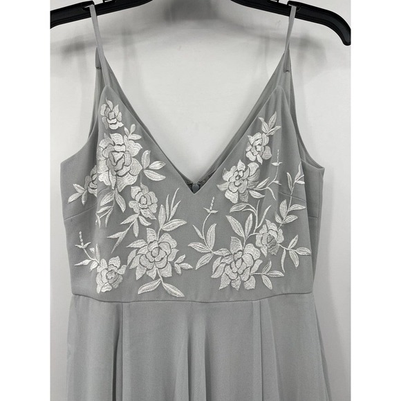 BHLDN Sadia Size 18 Embroidered Chiffon Floral Dress in Fog New